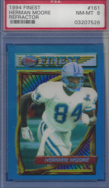 1994 Finest Refractor #161 Herman Moore RC PSA 8  (BillsGridironGreats)
