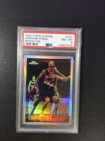 1996 Topps Chrome #191 JERMAINE O'NEAL Refractor PSA 8