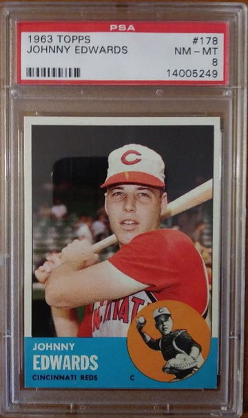 1963 Topps #178 Johnny Edwards PSA 8