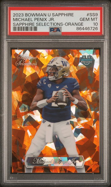 2023 Bowman University Chrome Sapphire Sapphire Selections #SS9 Michael Penix Jr. Orange PSA 10