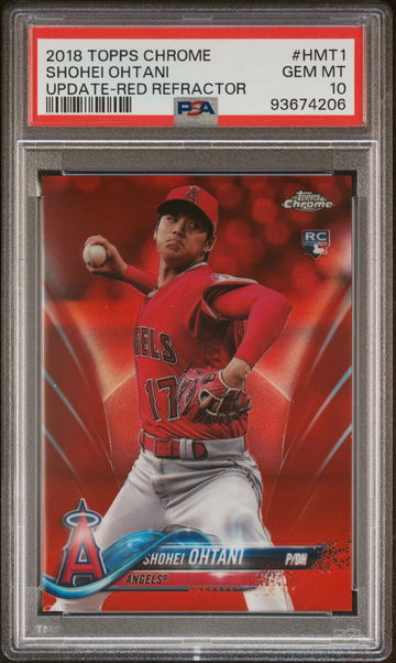 2018 TOPPS SHOHEI OHTANI CHROME UPDATE UPDATE-RED REFRACTOR #12/25 #HMT1 PSA 10