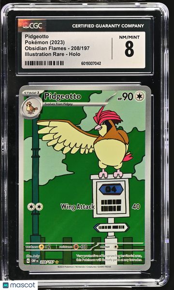 2023 Pokémon Obsidian Flames Pidgeotto Illustration Rare CGC 8 #208/197