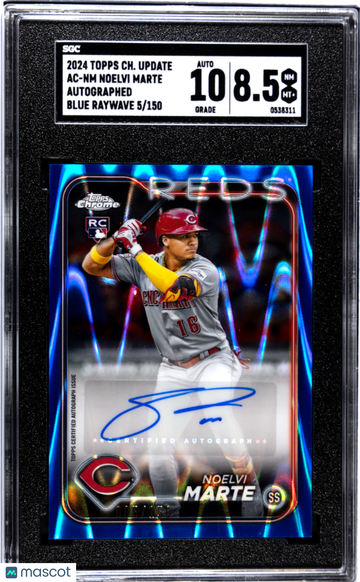 2024 Topps Chrome Update Noelvi Marte #AC-NM Autograph Blue Raywave Refractor SGC 8.5 Auto 10