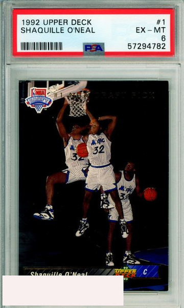 1992 UPPER DECK SHAQUILLE ONEAL #1 ROOKIE HOF ORLANDO MAGIC PSA EX-MT 6