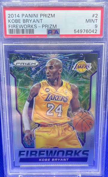2014-15 Panini Prizm Fireworks KOBE BRYANT Lakers Silver Prizm PSA 9 Mint