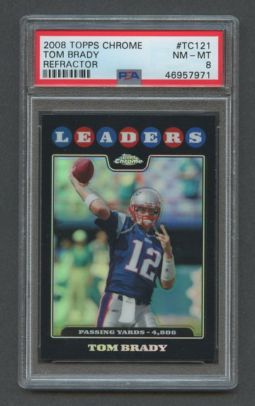 2008 Topps Chrome Refractor TOM BRADY #TC121 PSA 8