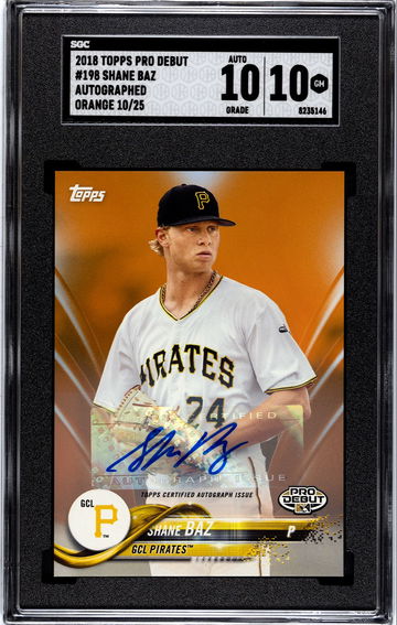 2018 Topps Pro Debut Orange Autographed /25 Shane Baz SGC 10 w 10 Auto Pop 1!!