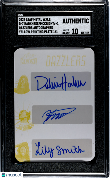2024 Leaf Metal Women Of Sport Smith Mccright Harkness #D-7 Dazzlers Autograph Yellow Printing Plate 1 1 SGC A Auto 10