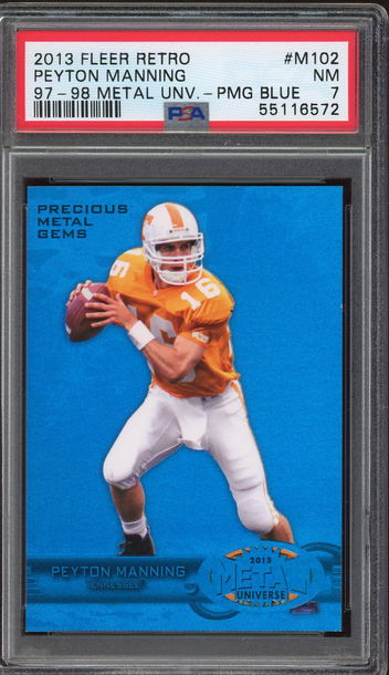 2013 Fleer PMG BLUE Peyton Manning /50 PSA 7