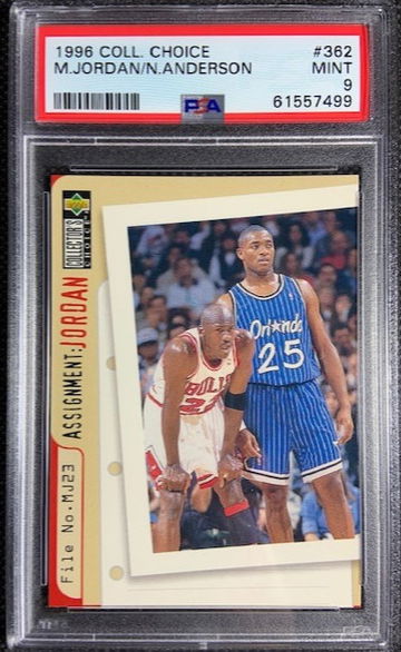 1996 Collectors Choice Michael Jordan vs Nick Anderson #362 PSA 9 MINT Bulls
