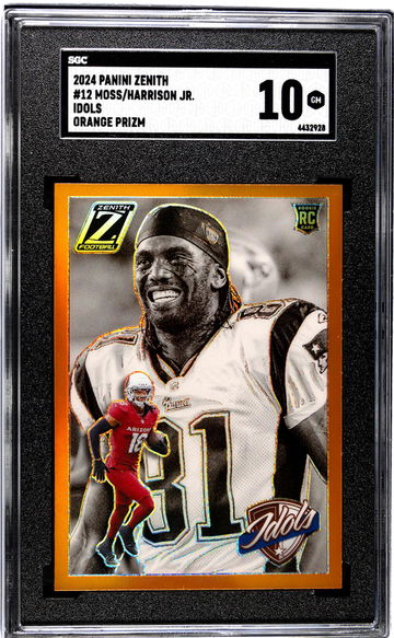 2024 Panini Zenith #12 Moss/Harrison Jr. Idols Orange Prizm SGC 10