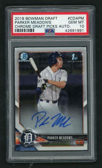 2018 Topps Bowman Draft Chrome Parker Meadows #CDAPM Auto PSA 10 RC