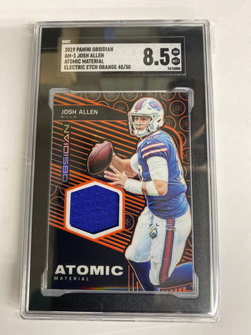 2019 Panini Obsidian AM-1 Josh Allen Atomic Material Electric Etch Orange serial number 48/50