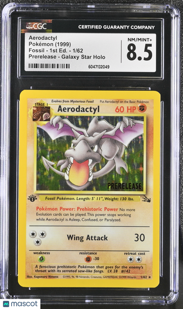 Fossil Aerodactyl Galaxy Star Holo 1st Edition CGC 8.5 #1/62