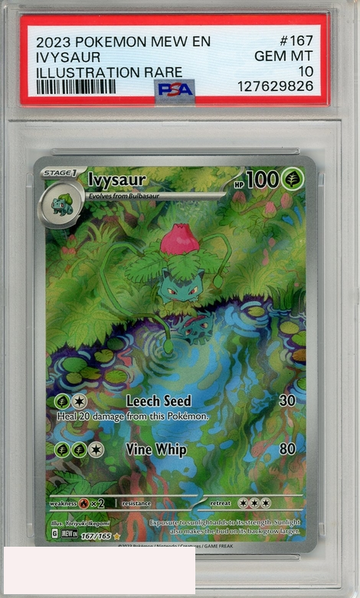 2023 POKEMON MEW EN-151 IVYSAUR #167 ILLUSTRATION RARE PSA 10 GEM MT