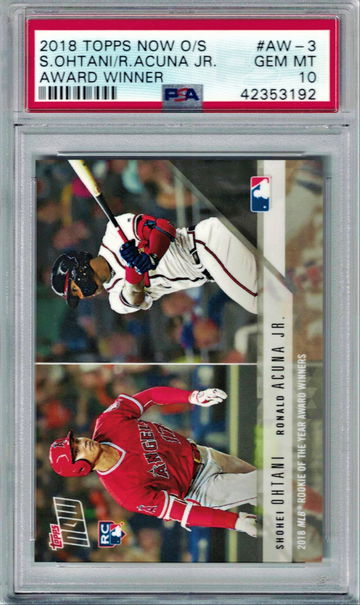 2018 Topps Now O/S Shohei Ohtani RC Ronald Acuna Jr. RC PSA 10 Gem-Mint PSA Population 101 Ultra RARE!!!