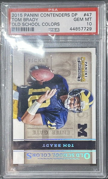 2015 PANINI CONTENDERS DP TOM BRADY OLD SCHOOL COLORS PSA 10 Gem SP Silver Prizm