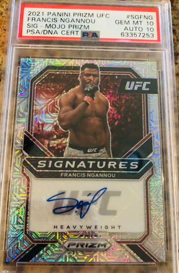 2021 UFC Panini Prizm Francis Ngannou MOJO 1st Auto #19/25 PSA 10/10 POP 1