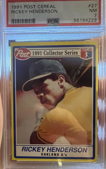 1991 Post Cereal Rickey Henderson #27 PSA 7