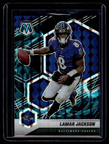 2021 Panini Mosaic Reactive Blue Lamar Jackson #19 Prizm
