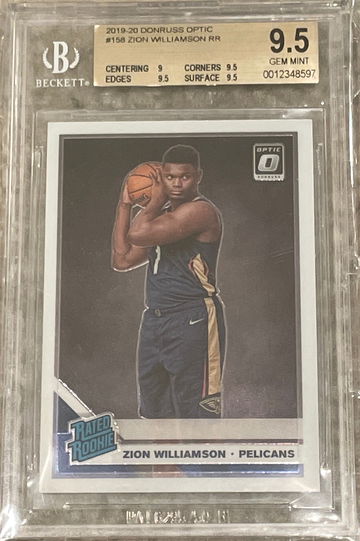 2019-20 Zion Williamson Donruss Optic Rated Rookie BGS 9.5 PSA 10