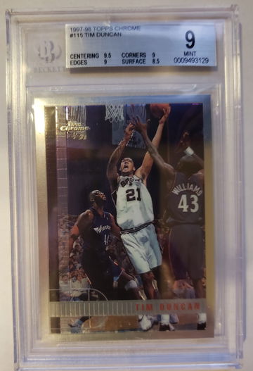 Tim Duncan 1997 Topps Chrome RC BGS 9