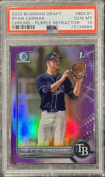 2022 Bowman Draft Ryan Cermak Purple Refractor GEM MINT PSA 10