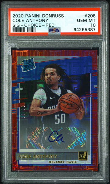 Cole Anthony RC - 2020 Donruss Sig Choice Red Mojo #208 Rookie Auto 78/99 PSA 10