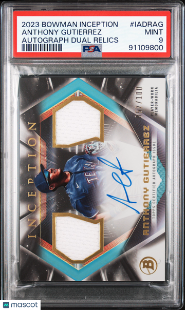 2023 Bowman Inception Autograph Dual Relics Anthony Gutierrez #IADRAG PSA 9