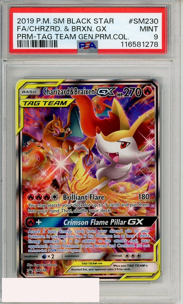 2019 PKMN SM BSP FA CHRZRD BRXN GX #SM230 TAG TEAM GEN PRM COL PSA 9