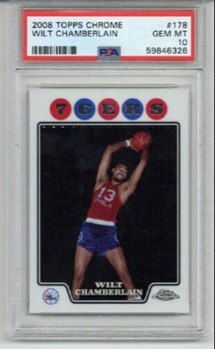 2008 TOPPS CHROME #178 WILT CHAMBERLAIN CARD PHILADELPHIA 76ERS PSA 10