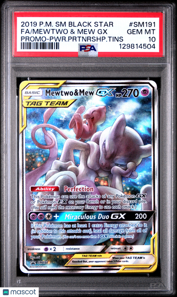 Power Partnership Tins Mewtwo & Mew GX Holo Black Star Promo PSA 10 #SM191