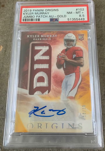 2019 Panini Origins Kyler Murray Jumbo Patch AUTO Gold10/10