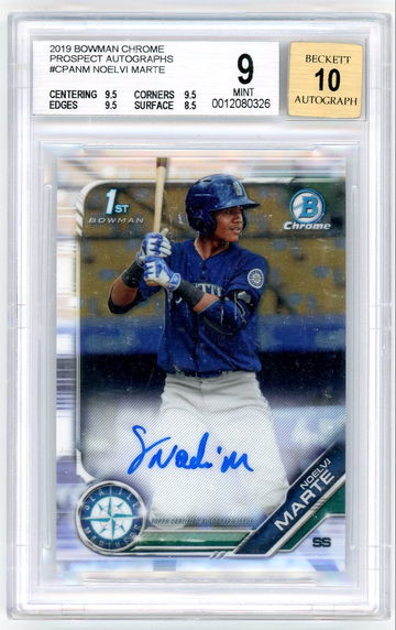 Noelvi Marte 2019 Bowman Chrome Rookie Card RC Autograph BGS 9 Mint