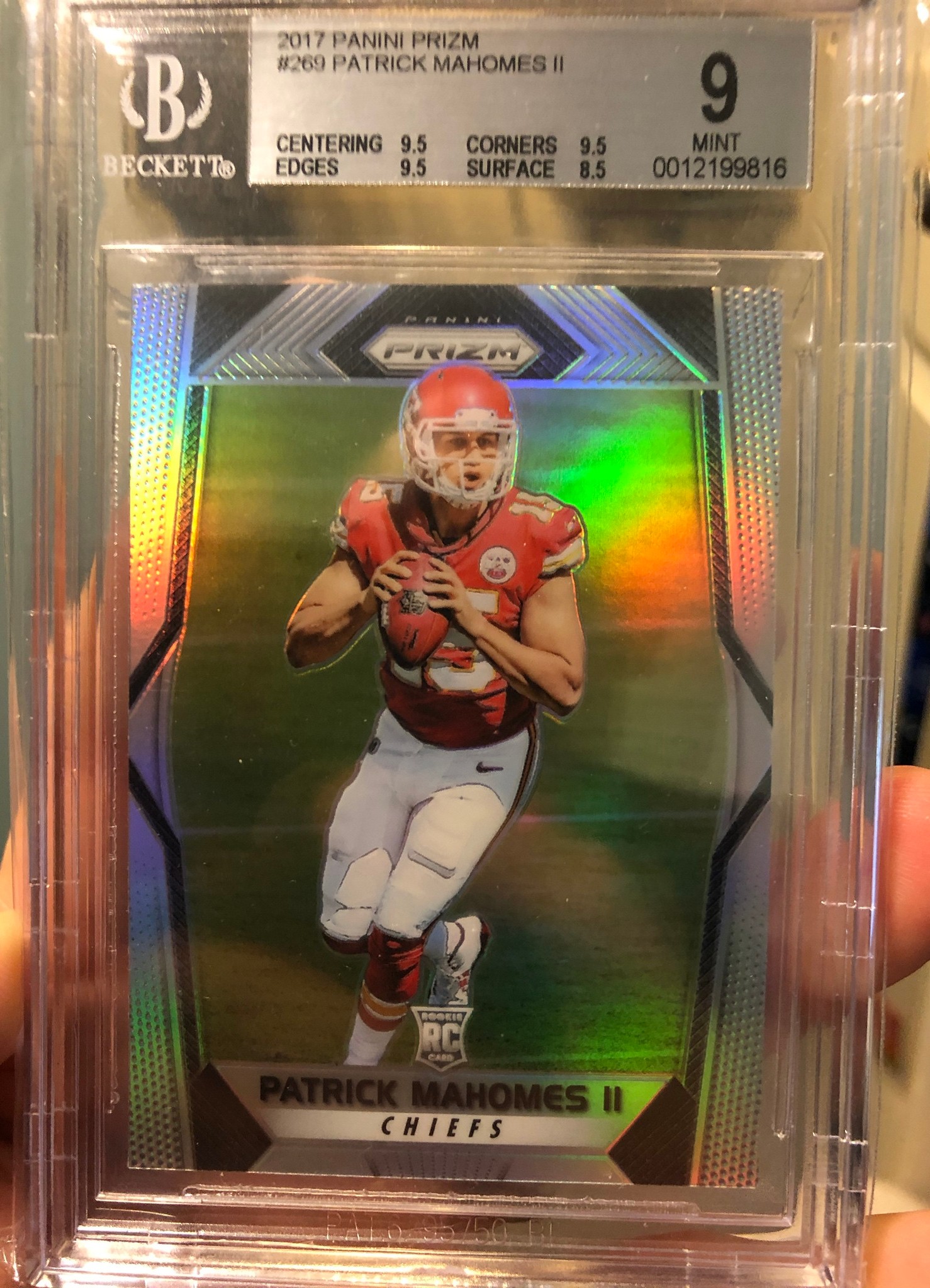 Patrick Mahomes 2017 Prizm BGS 9    *Does not have the usual factory dimple 