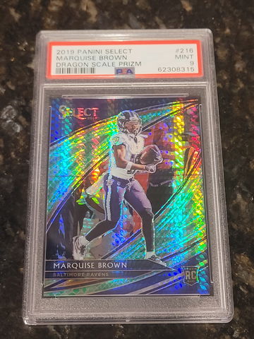 Marquise Brown 2019 Select Dragon Scale Prizm Field Level 55/88 #216 RC PSA 9