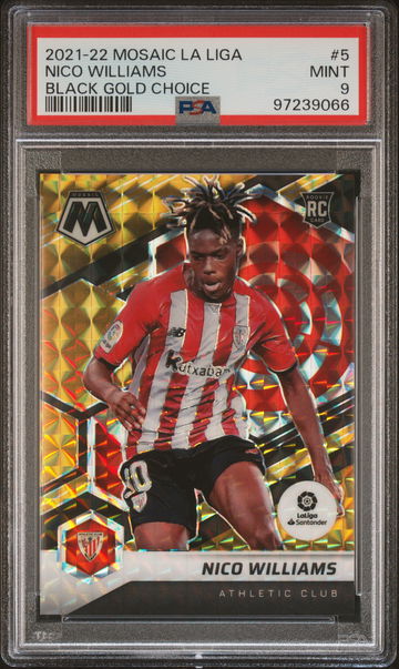 2021 PANINI MOSAIC LA LIGA NICO WILLIAMS #/8 BLACK GOLD CHOICE #5 RC PSA 9
