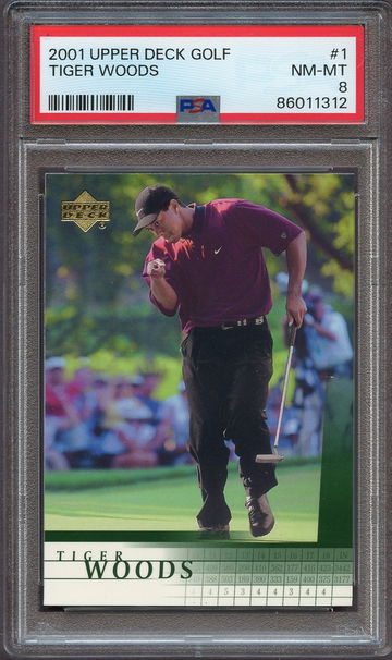 2001 Upper Deck Golf Tiger Woods #1 PSA 8