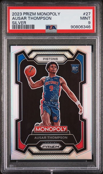 2023 PANINI AUSAR THOMPSON PRIZM MONOPOLY SILVER #27 PSA 9