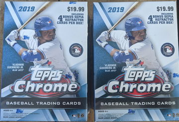 2019 Topps Chrome Baseball Blaster Box With 4 Sepia Refractors x2