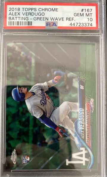 2018 Alex Verdugo Topps Chrome Green Wave Refractor /99 PSA 10