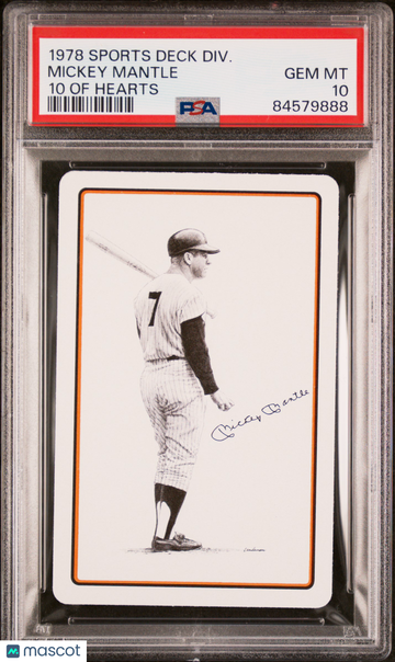 1978 Sports Deck Divison Mickey Mantle PSA 10 - Yankees - HOF - Ten of Hearts