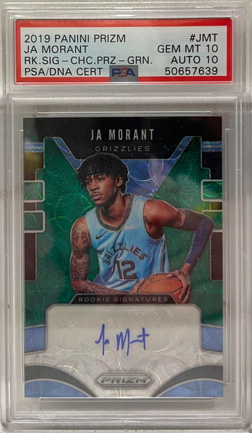 2019 Prizm Ja Morant Rookie Signatures Choice Green /8 PSA 10 