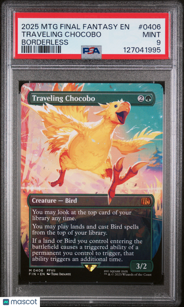 Final Fantasy (FIN) Traveling Chocobo Mythic (Borderless) PSA 9 #0406