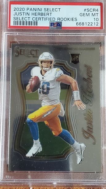 2020 Panini Select Justin Herbert Select Certified Rookies PSA 10