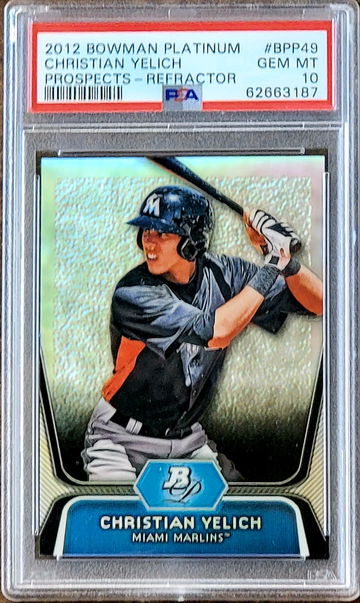 2012 SP CHRISTIAN YELICH Topps Bowman Platinum SILVER REFRACTOR PSA 10 POP 15