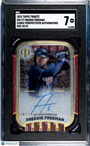2022 Topps Tribute Freddie Freeman #IPA-FF Iconic Perspectives Autograph Red SGC 7