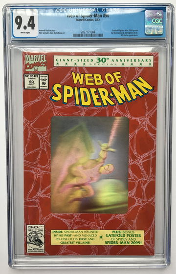 WEB OF SPIDER-MAN #90 CGC 9.4 {1st MIGUEL O'HARA} HOLOGRAM COVER! FREE S/H.
