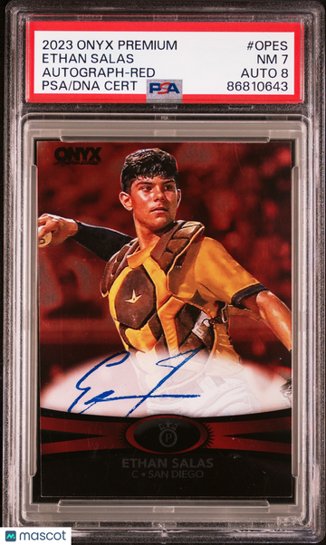 2023 Onyx Premium Autographs Ethan Salas #OPES Autograph-Red AU PSA 7 Auto 8