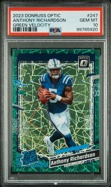 2023 Donruss Optic Rated Rookie Green Velocity Anthony Richardson #247 PSA 10